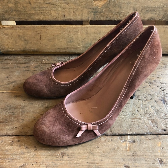 Mng Mango Brown Pink Bow Pumps 8 - Picture 2 of 8